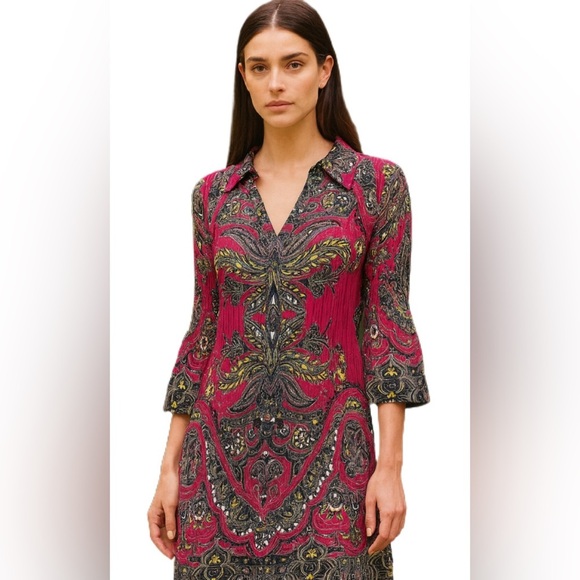 Alfani Women's Plus Size 16 Paisley Tunic Blouse 3/4 Sleeve Multicolor - Picture 1 of 8